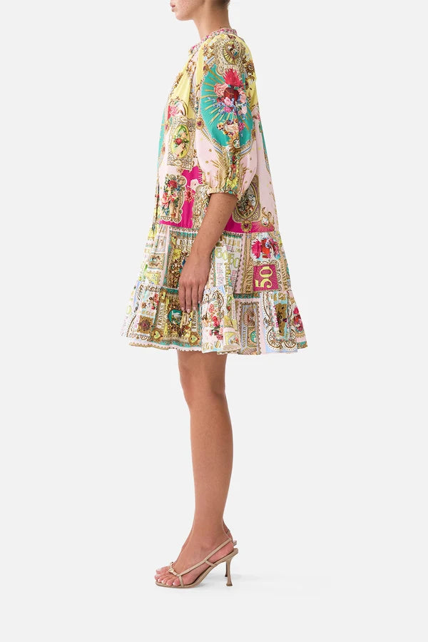 CAMILLA | PAINTED PRAYERS PUFF SLEEVE SHIRT DRESS