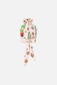 CAMILLA | PAINTED PRAYERS REVERSIBLE HALTER TIE BACK TOP