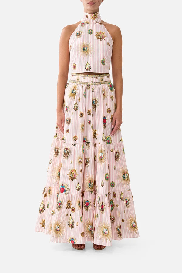 CAMILLA | PAINTED PRAYERS REVERSIBLE HALTER TIE BACK TOP