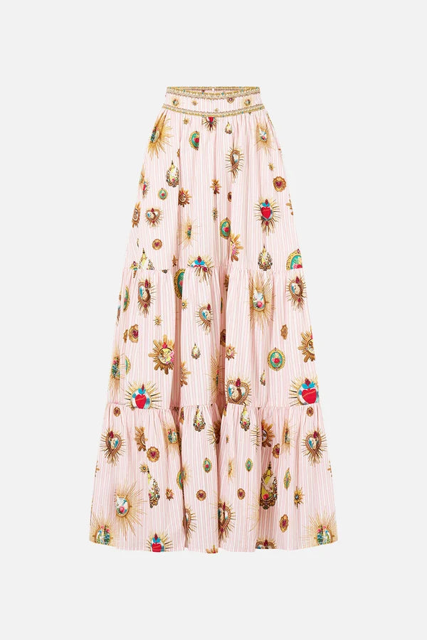 CAMILLA | PAINTED PRAYERS HIGH WAISTED TIERED SKIRT