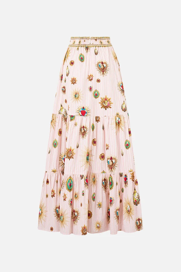CAMILLA | PAINTED PRAYERS HIGH WAISTED TIERED SKIRT