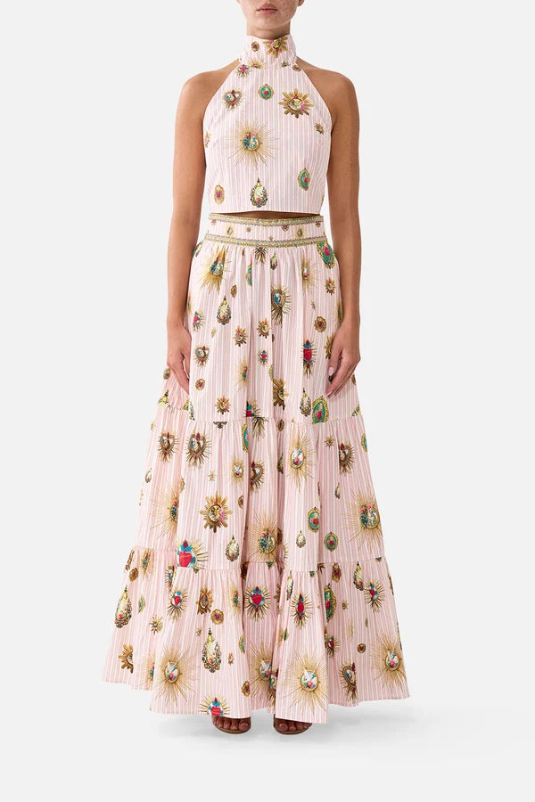 CAMILLA | PAINTED PRAYERS HIGH WAISTED TIERED SKIRT