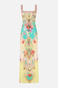 CAMILLA | PAINTED PRAYERS SQUARE NECK BEACH MAXI DRESS W LOW BACK