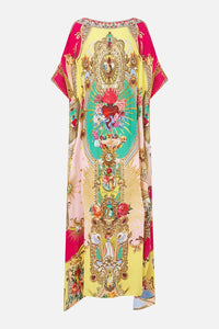 CAMILLA | PAINTED PRAYERS DEEP V NECK KAFTAN WITH CURVED SEAM