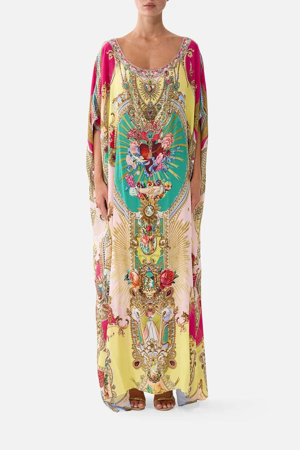 CAMILLA | PAINTED PRAYERS ROUND NECK KAFTAN