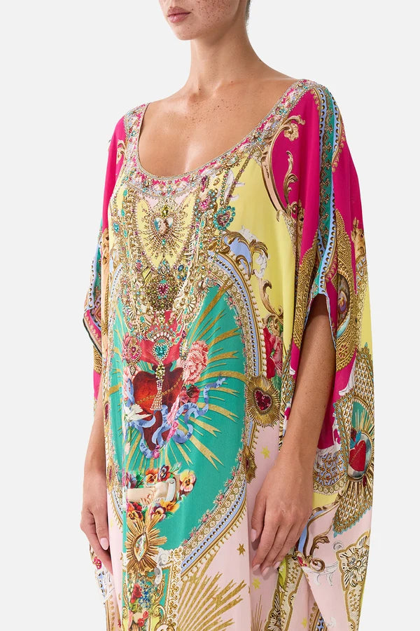 CAMILLA | PAINTED PRAYERS ROUND NECK KAFTAN