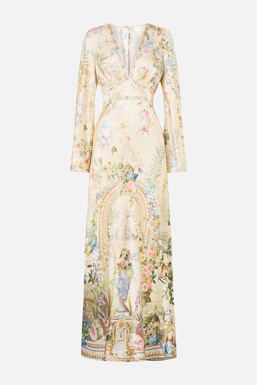 CAMILLA | MIDSUMMER MASTERPIECE V NECK DRESS WITH FLARED SLEEVE