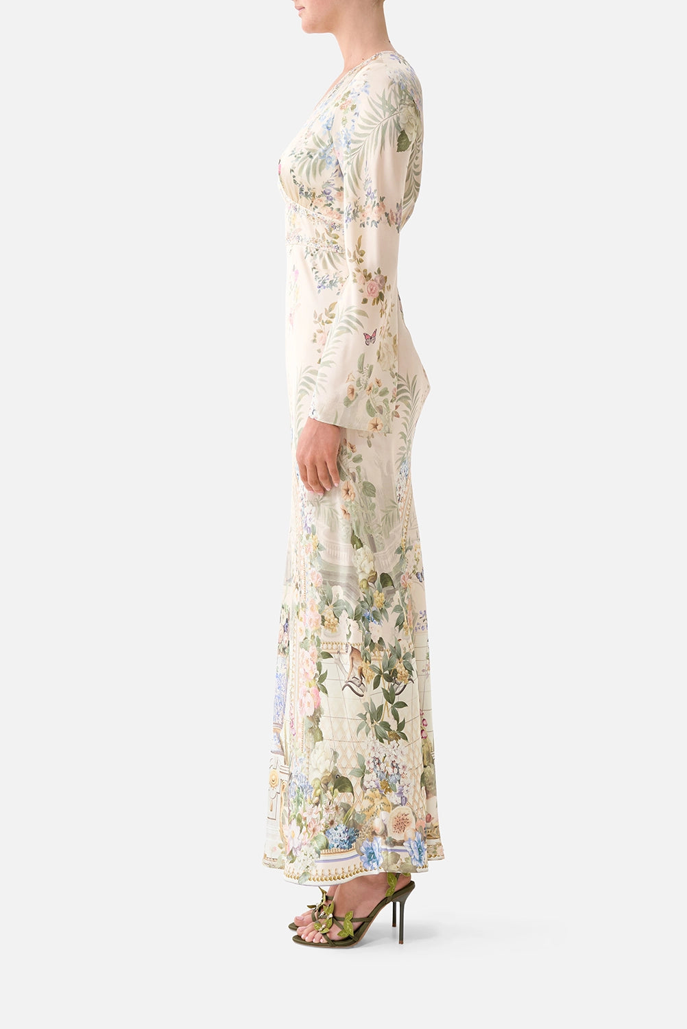 CAMILLA | MIDSUMMER MASTERPIECE V NECK DRESS WITH FLARED SLEEVE