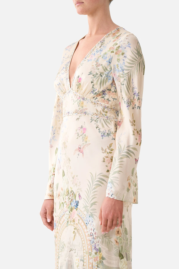 CAMILLA | MIDSUMMER MASTERPIECE V NECK DRESS WITH FLARED SLEEVE