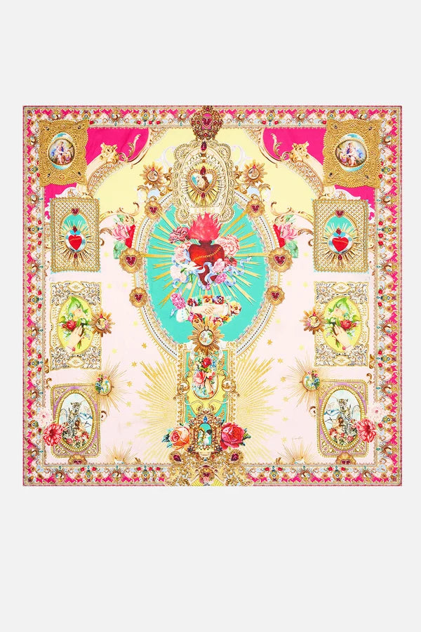 CAMILLA | PAINTED PRAYERS LARGE CRYSTALLED SILK SQUARE SCARF