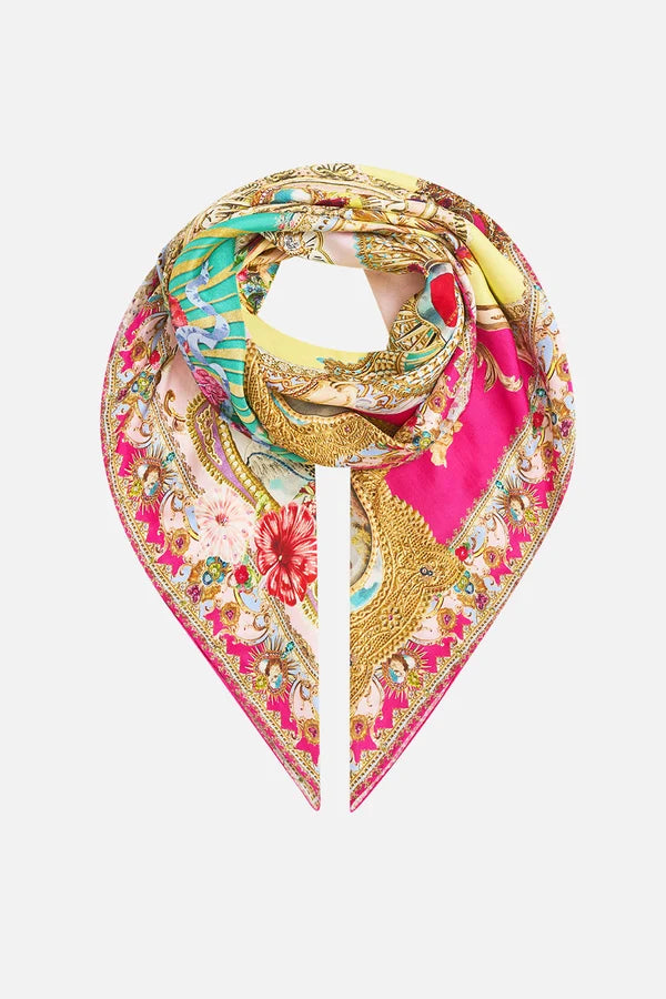CAMILLA | PAINTED PRAYERS LARGE CRYSTALLED SILK SQUARE SCARF