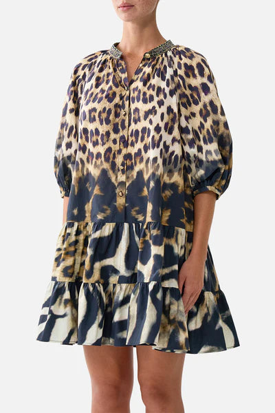 CAMILLA | LEOTIGRA LAND PUFF SLEEVE SHIRT DRESS