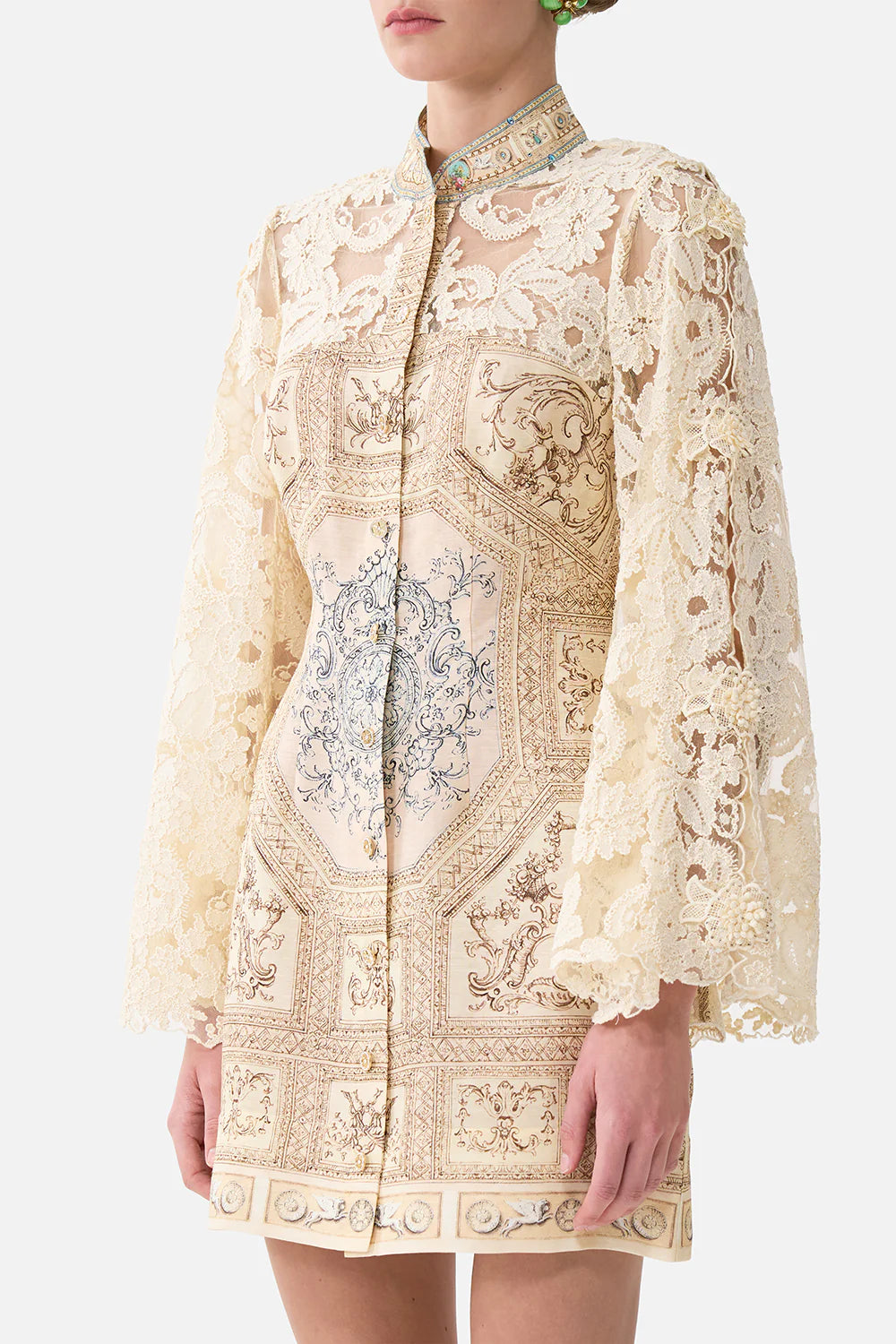 CAMILLA | A BELOVED BOUDOIR LACE SLEEVE MINI SHIFT DRESS