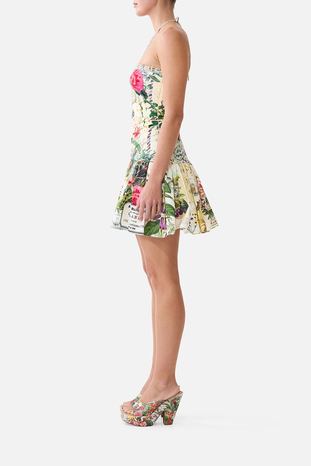 CAMILLA | LA BELLE BOTANIQUE JERSEY STRAPLESS MINI DRESS
