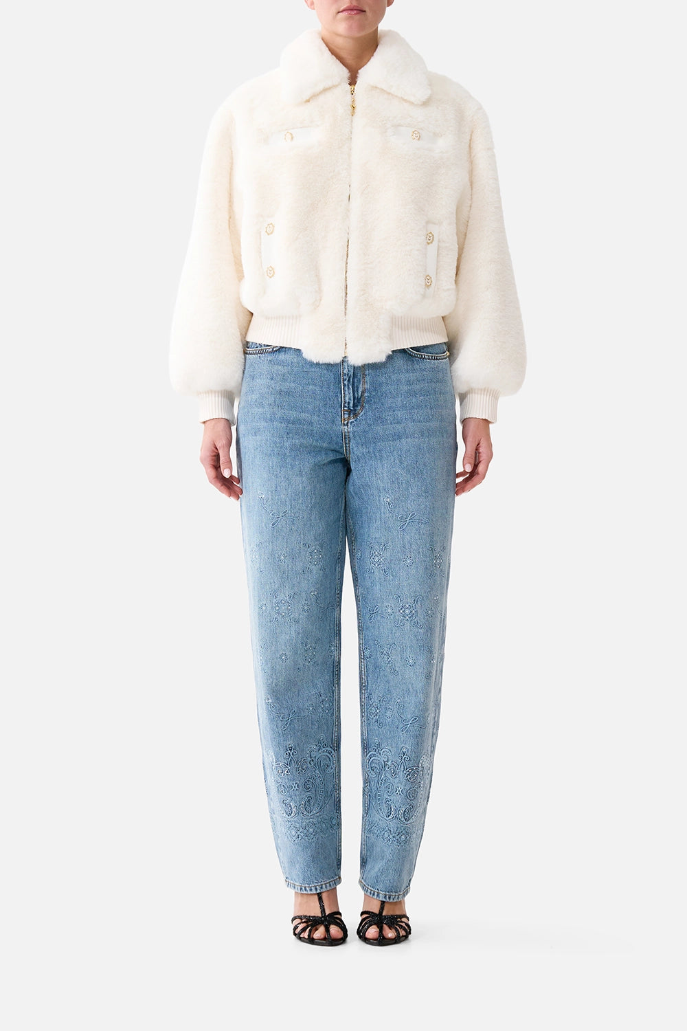 CAMILLA | MIDSUMMER MASTERPIECE FAUX FUR BOMBER WITH POCKET DETAILS
