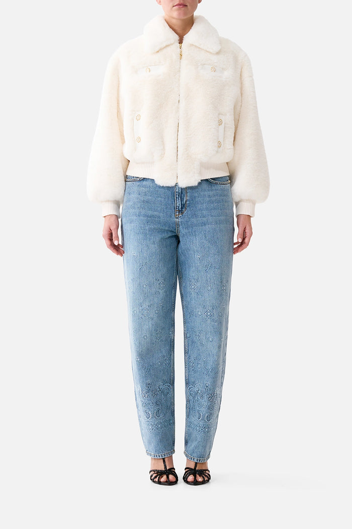 CAMILLA | MIDSUMMER MASTERPIECE FAUX FUR BOMBER WITH POCKET DETAILS