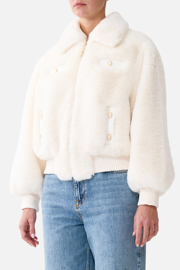 CAMILLA | MIDSUMMER MASTERPIECE FAUX FUR BOMBER WITH POCKET DETAILS