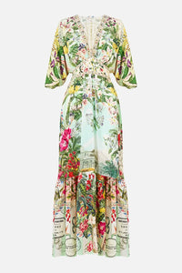CAMILLA | LA BELLE BOTANIQUE SHAPED WAIST SHORT SLEEVE V NECK MAXI DRESS