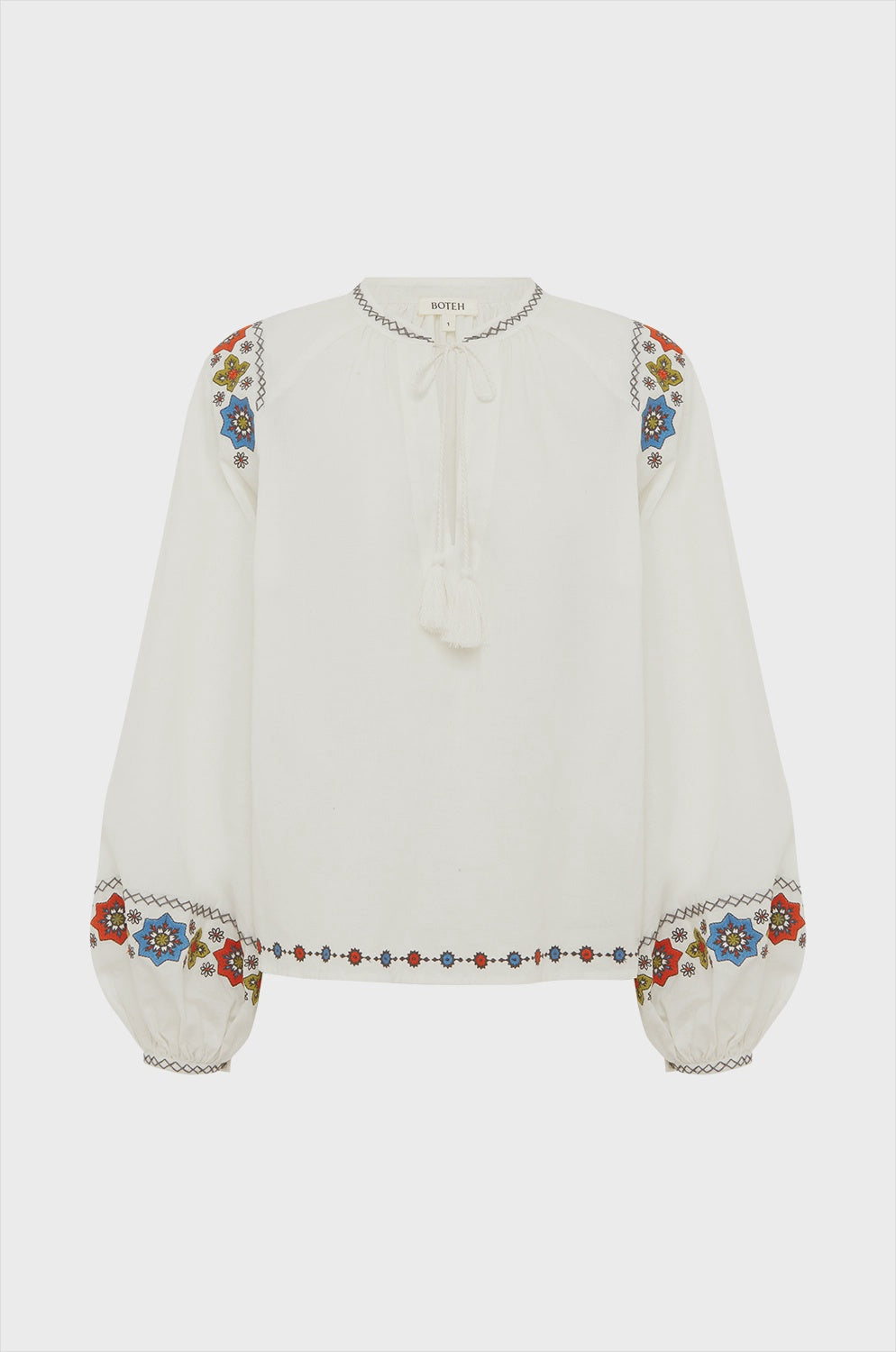 Boteh | Castela Embroidered Smock Blouse - Natural White