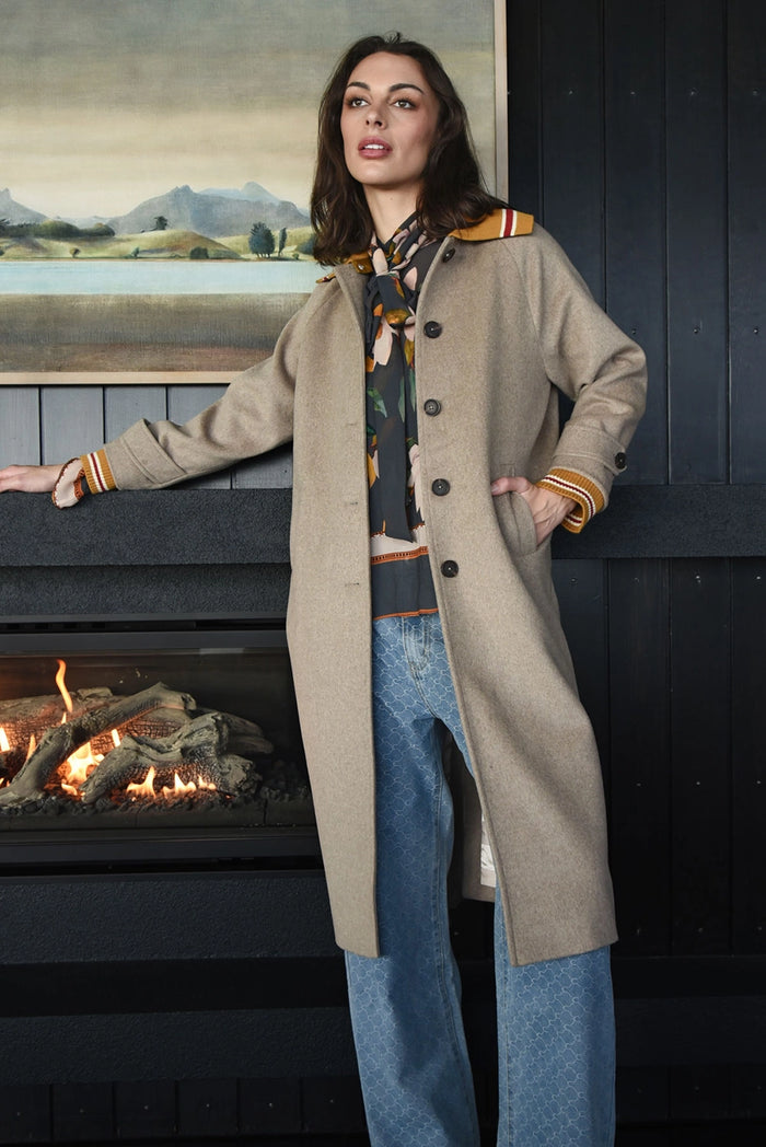 COOPER | COLLAR UP COAT - OATMEAL