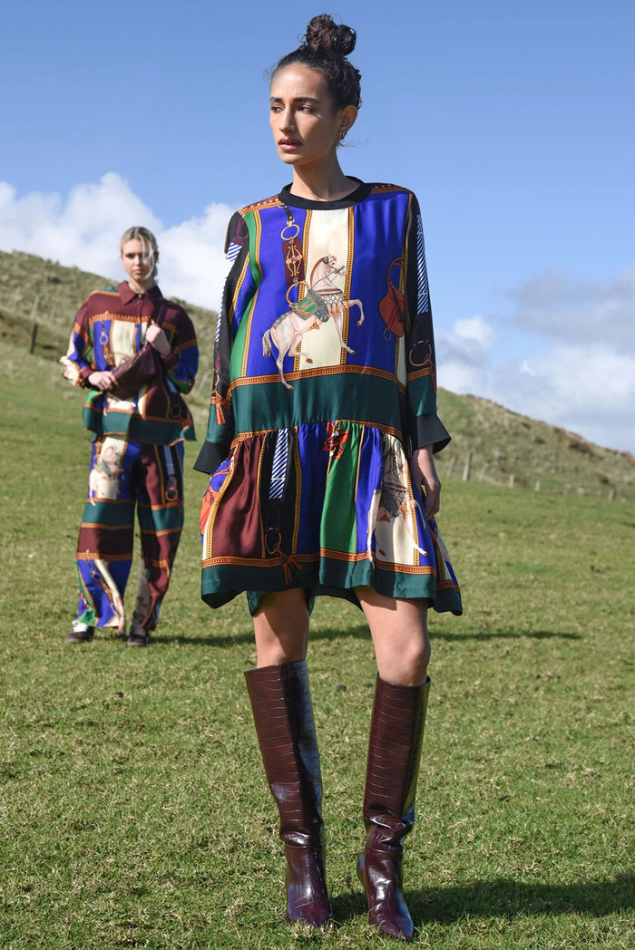COOPER | BOLD HEM-MINGWAY DRESS - HORSE MULTI