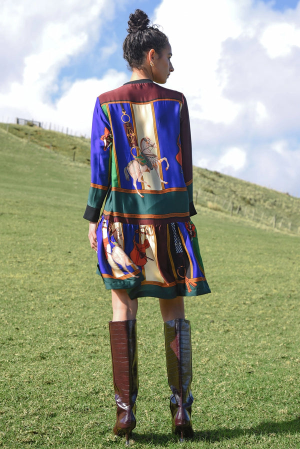 COOPER | BOLD HEM-MINGWAY DRESS - HORSE MULTI