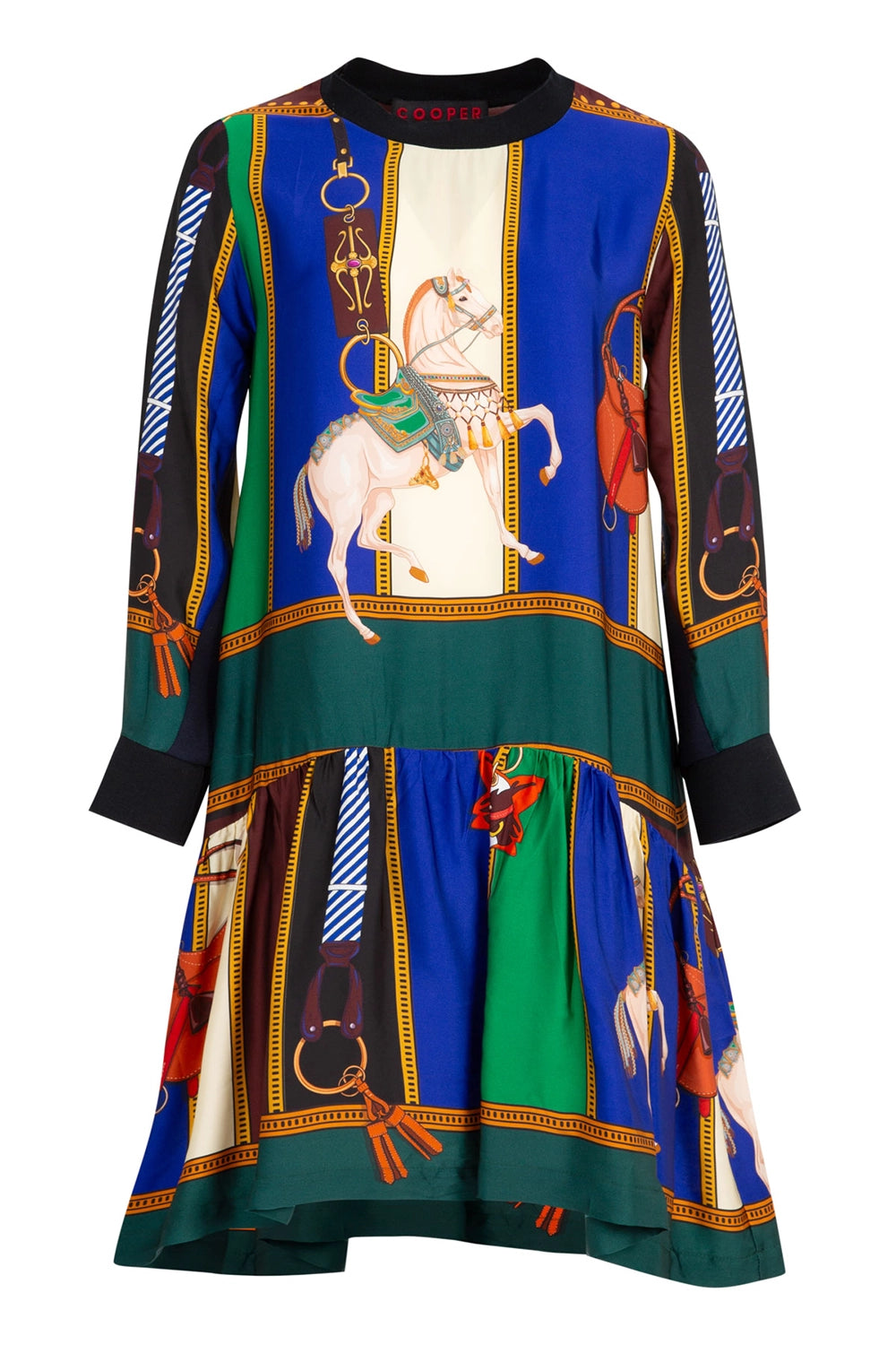 COOPER | BOLD HEM-MINGWAY DRESS - HORSE MULTI