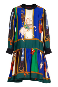 COOPER | BOLD HEM-MINGWAY DRESS - HORSE MULTI