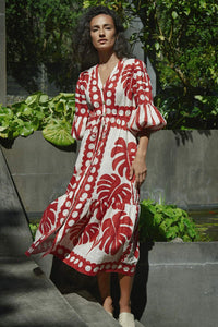 COOPER | NATURALLY GIFTED DRESS - RED/NATURAL