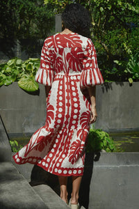 COOPER | NATURALLY GIFTED DRESS - RED/NATURAL