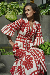 COOPER | NATURALLY GIFTED DRESS - RED/NATURAL