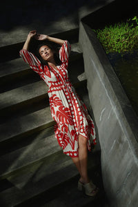 COOPER | NATURALLY GIFTED DRESS - RED/NATURAL