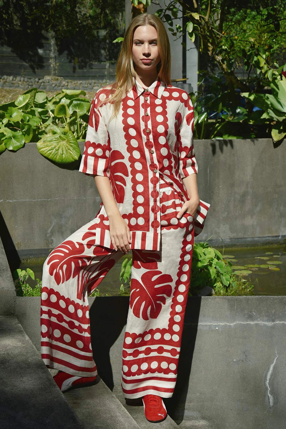 COOPER | SEVILLE STROLLS PANT - RED/NATURAL