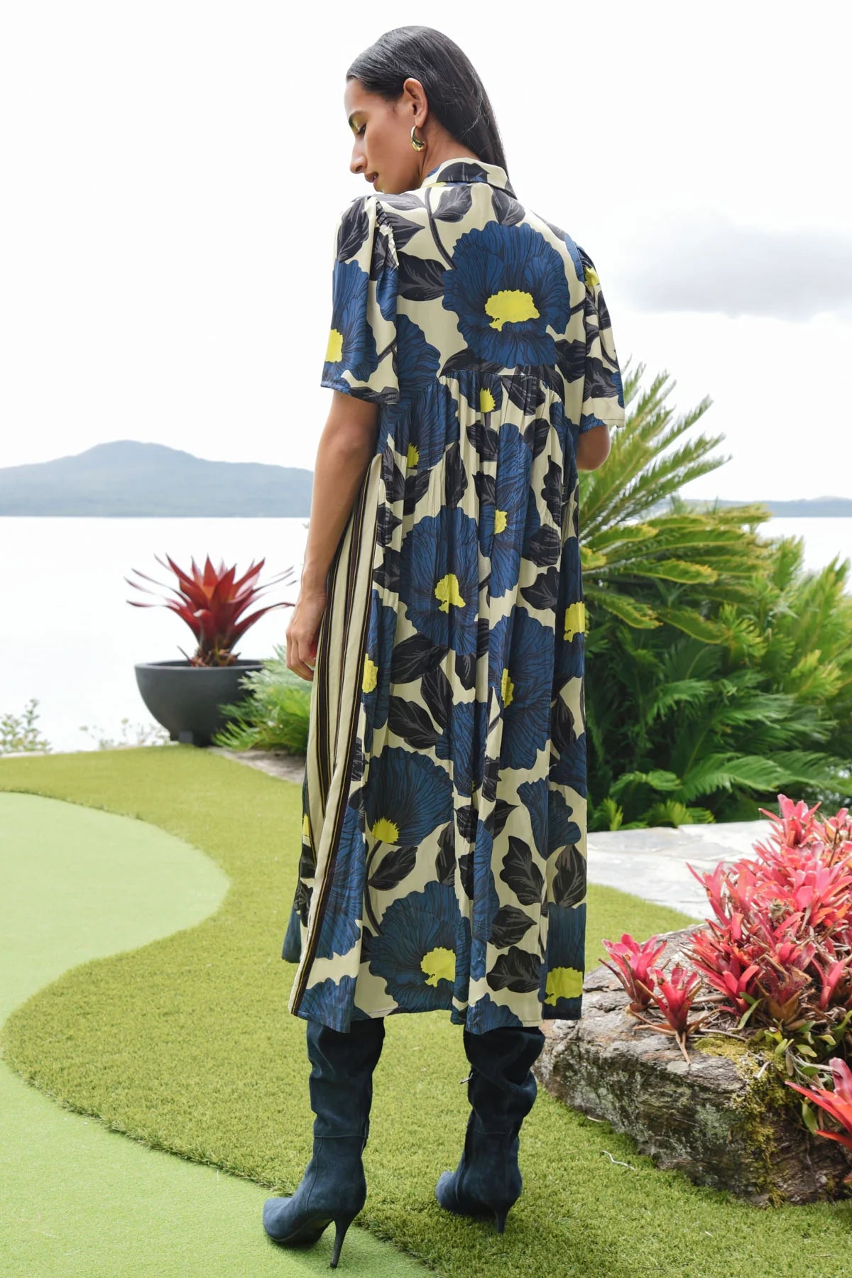 COOPER | MADE FOR EACH OTHER DRESS - LIME/BLUE FLORAL
