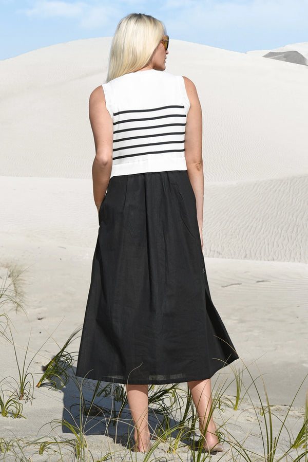 COOPER | HOOK, LINE, SINKER DRESS - BLACK/WHITE