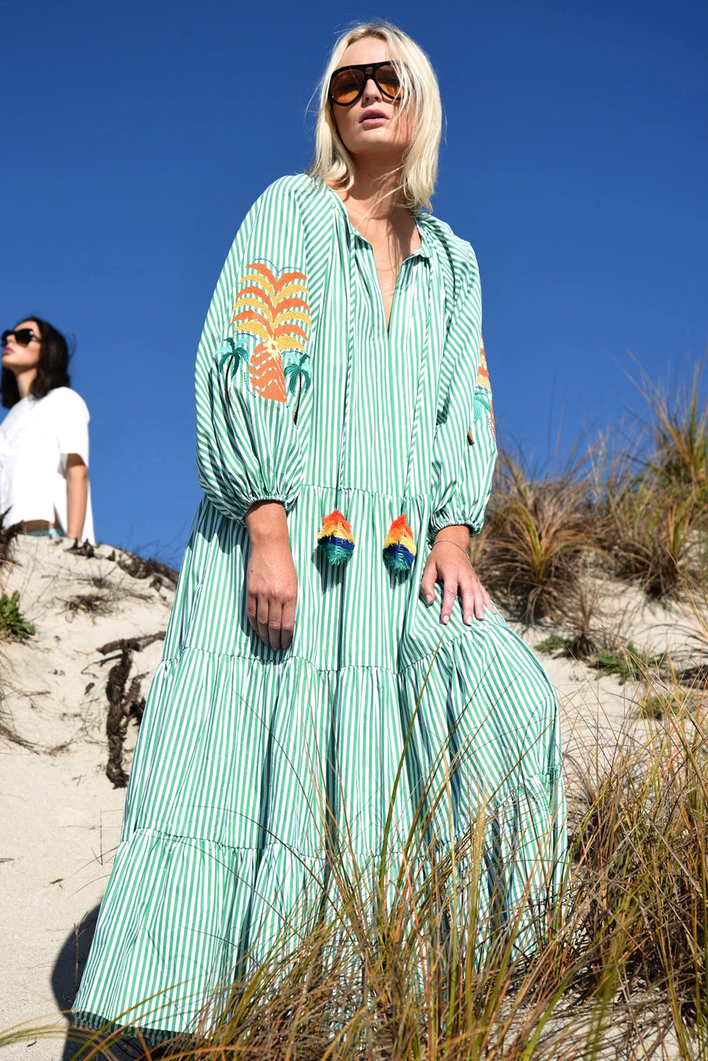 COOPER | SPEAKING VOLUMES DRESS - GREEN STRIPE