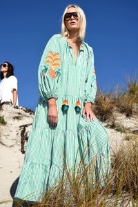 COOPER | SPEAKING VOLUMES DRESS - GREEN STRIPE