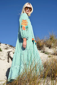 COOPER | SPEAKING VOLUMES DRESS - GREEN STRIPE