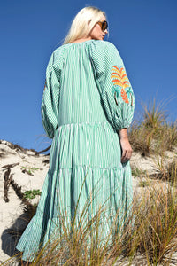 COOPER | SPEAKING VOLUMES DRESS - GREEN STRIPE