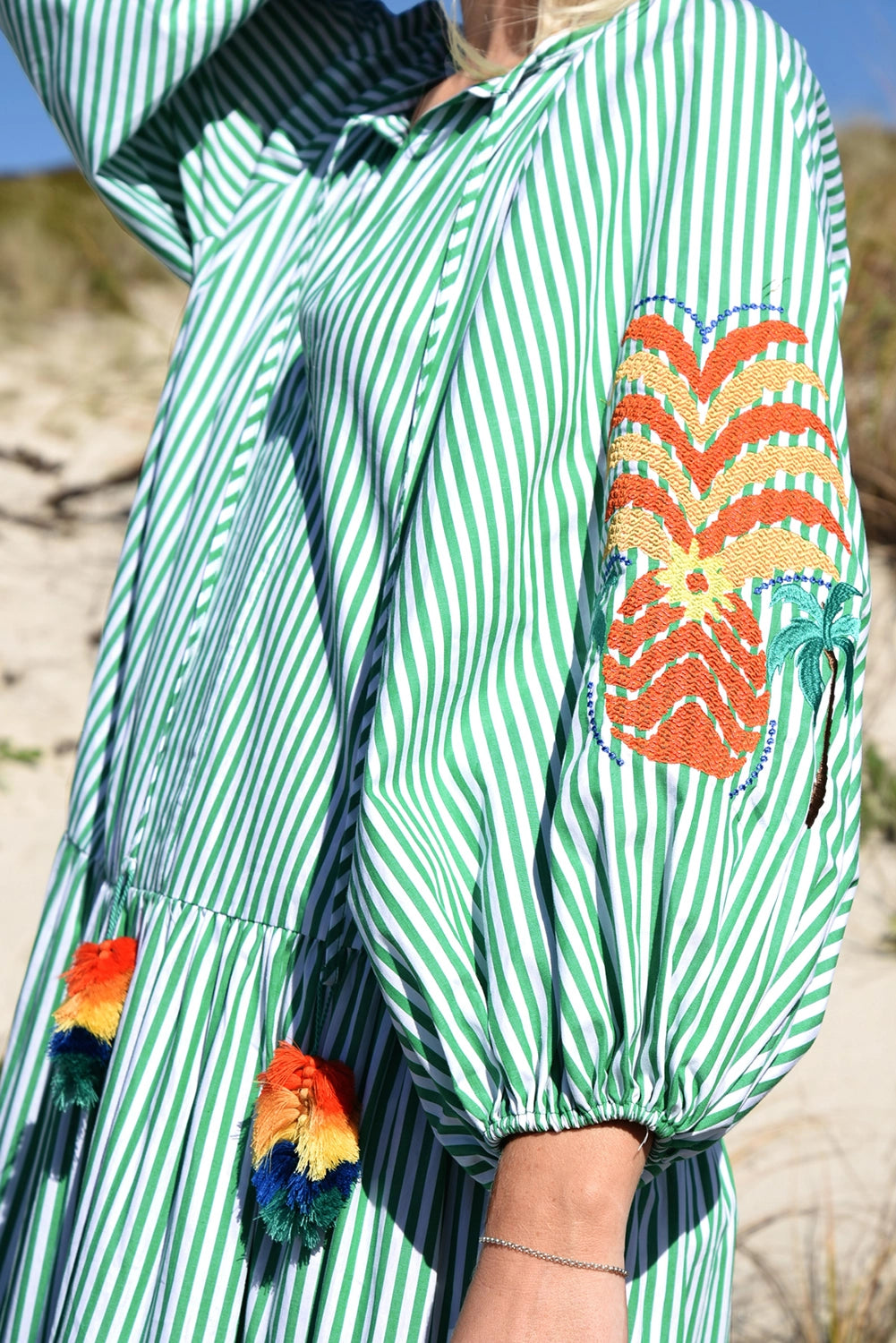 COOPER | SPEAKING VOLUMES DRESS - GREEN STRIPE