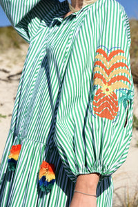 COOPER | SPEAKING VOLUMES DRESS - GREEN STRIPE