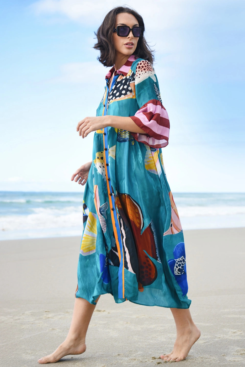 COOPER | WORLDS AWAY DRESS - MULTI FISH
