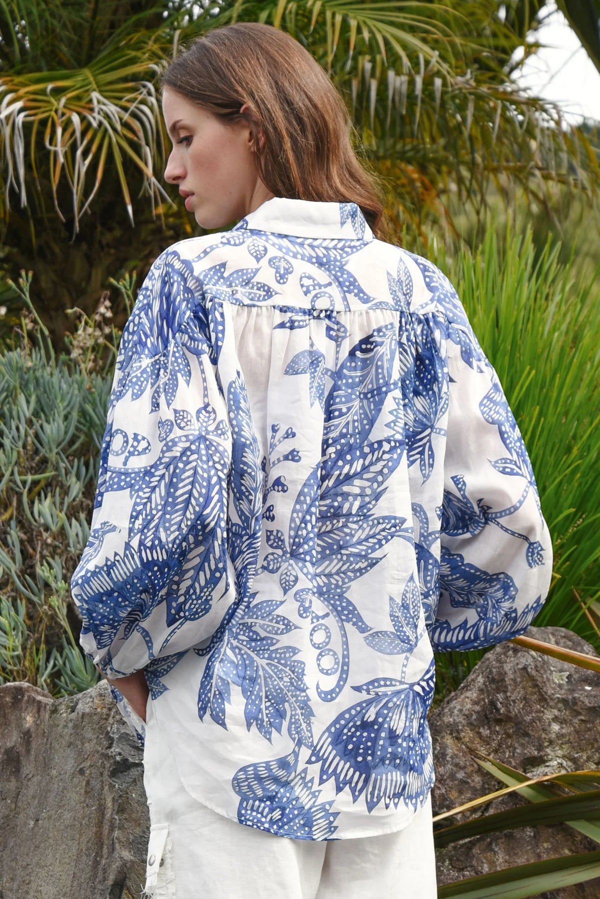 COOP | BELLE OF THE BILLOW BLOUSE - BLUE & WHITE