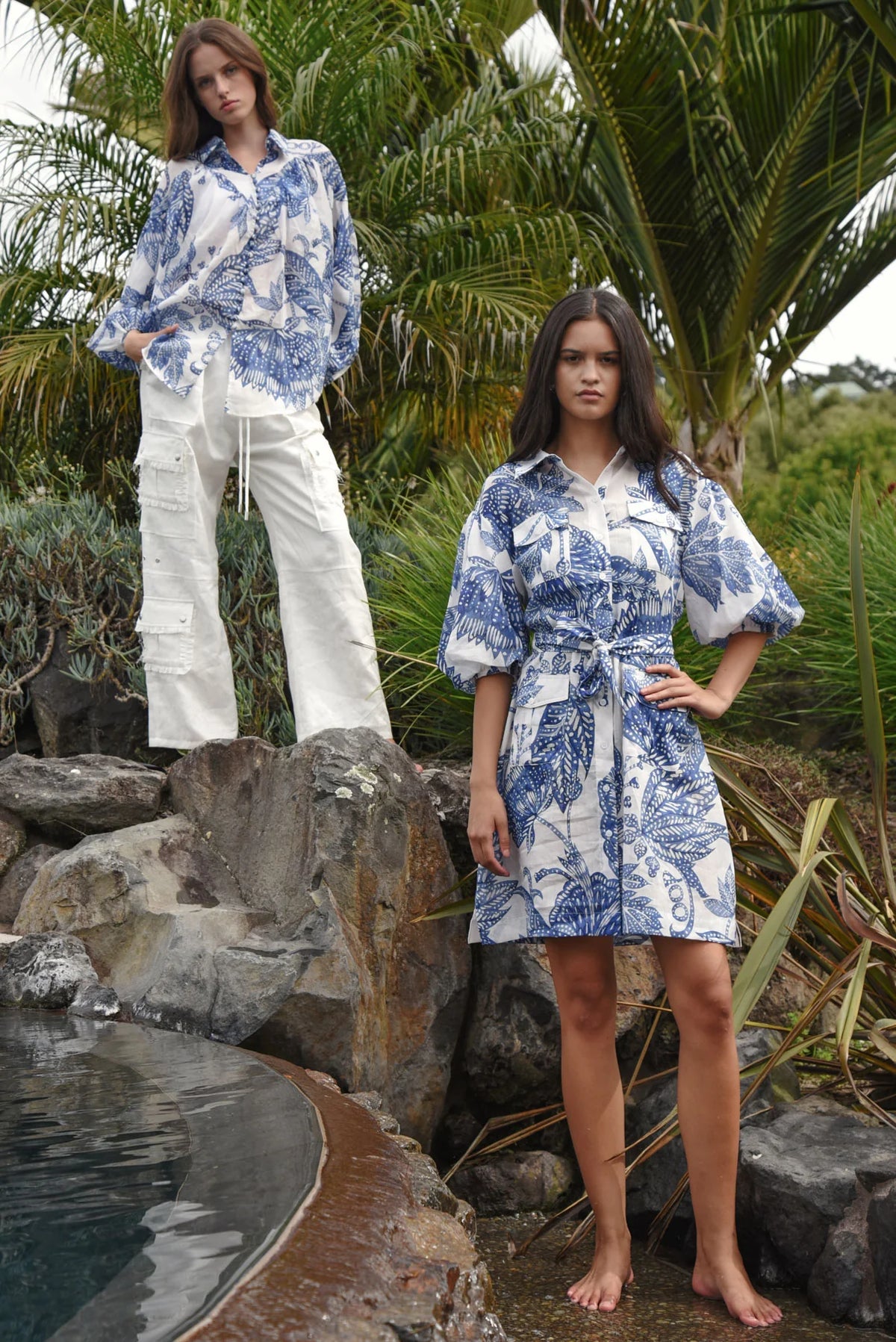 COOP | BELLE OF THE BILLOW BLOUSE - BLUE & WHITE