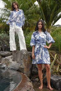 COOP | BELLE OF THE BILLOW BLOUSE - BLUE & WHITE