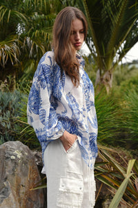 COOP | BELLE OF THE BILLOW BLOUSE - BLUE & WHITE