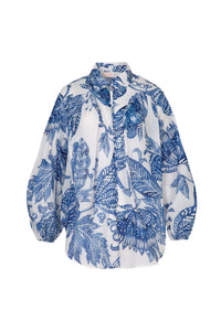 COOP | BELLE OF THE BILLOW BLOUSE - BLUE & WHITE