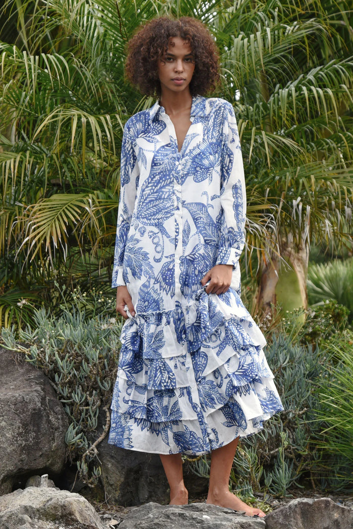COOP | FRILL-ER INSTINCT DRESS - BLUE & WHITE