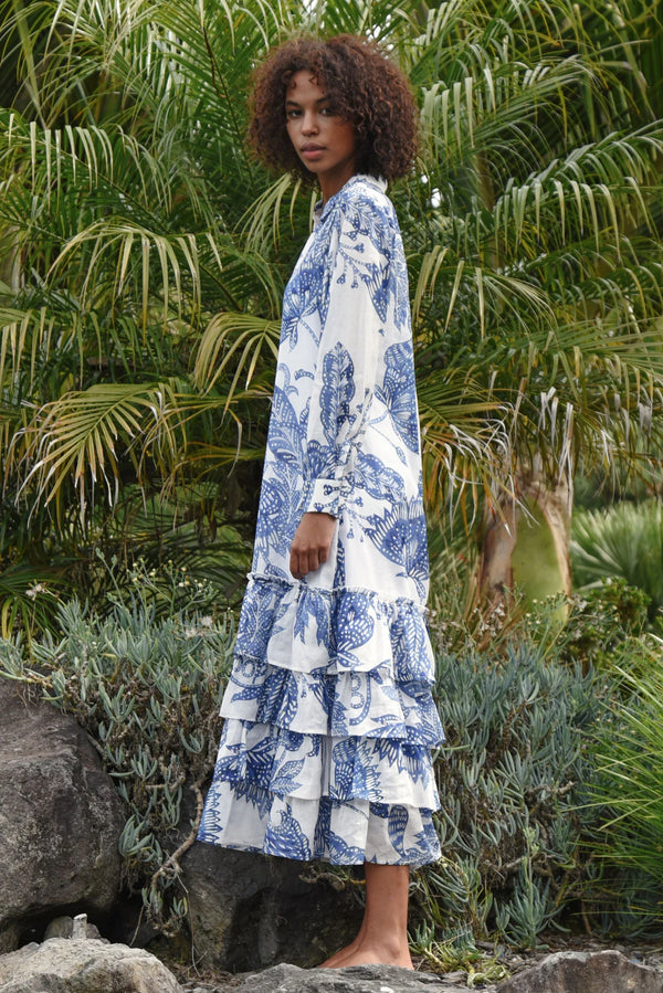 COOP | FRILL-ER INSTINCT DRESS - BLUE & WHITE
