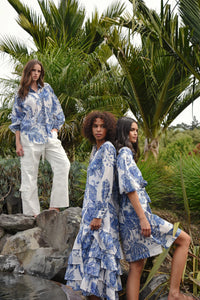COOP | FRILL-ER INSTINCT DRESS - BLUE & WHITE